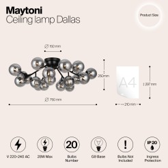 MAYTONI Lampa sufitowa Dallas 28W G9 MOD545CL-20B