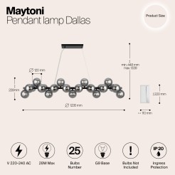 MAYTONI Lampa wisząca Dallas 28W G9 MOD547PL-25B