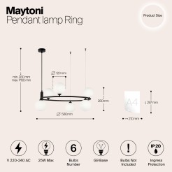 MAYTONI Lampa wisząca Ring 25W G9 MOD013PL-06B
