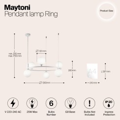 MAYTONI Lampa wisząca Ring 25W G9 MOD013PL-06W