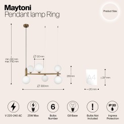 MAYTONI Lampa wisząca Ring 25W G9 MOD013PL-06BS1