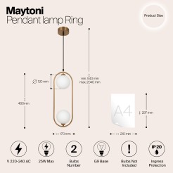MAYTONI Lampa wisząca Ring 25W G9 MOD013PL-02BS1