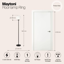 MAYTONI Lampa podłogowa Ring 60W E27 MOD013FL-01B