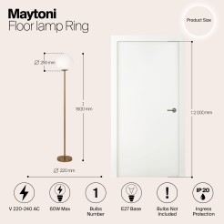 MAYTONI Lampa podłogowa Ring 60W E27 MOD013FL-01BS