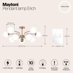 MAYTONI Lampa wisząca Erich 40W E14 MOD221PL-10G
