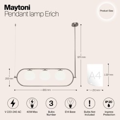 MAYTONI Lampa wisząca Erich 40W E14 MOD221PL-03N