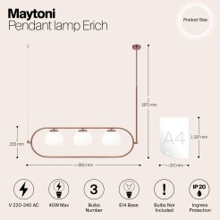 MAYTONI Lampa wisząca Erich 40W E14 MOD221PL-03BS