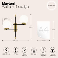 MAYTONI Lampa ścienna (kinkiet) Nostalgia 40W E14 MOD050WL-02G