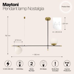 MAYTONI Lampa wisząca Nostalgia 40W E14 MOD048PL-02G
