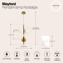MAYTONI Lampa wisząca Nostalgia 40W E14 MOD048PL-03G