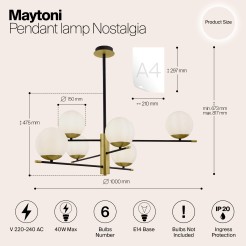 MAYTONI Lampa wisząca Nostalgia 40W E14 MOD048PL-06G