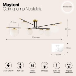 MAYTONI Lampa sufitowa Nostalgia 40W E14 MOD048CL-06G