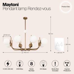 MAYTONI Lampa wisząca Rendezvous 40W E14 MOD109PL-08BS