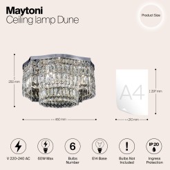 MAYTONI Lampa sufitowa Dune 60W E14 DIA005CL-06CH