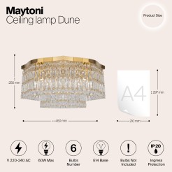 MAYTONI Lampa sufitowa Dune 60W E14 DIA005CL-06G