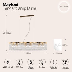 MAYTONI Lampa wisząca Dune 60W E14 DIA005PL-06G