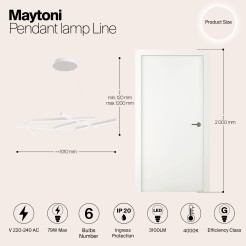 MAYTONI Lampa wisząca Line 79W LED 3100lm 3000K 82 CRI  MOD016PL-L75W
