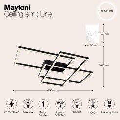 MAYTONI Lampa sufitowa Line 80W LED 4100lm 3000K 84 CRI  MOD015CL-L80B
