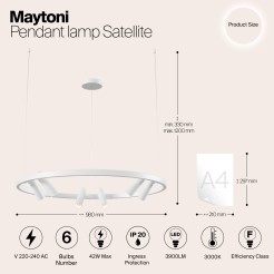 MAYTONI Lampa wisząca Satellite 42W LED 3900lm 3000K 82 CRI  MOD102PL-L42W