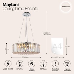 MAYTONI Lampa sufitowa Recinto 60W E27 MOD080CL-06CH