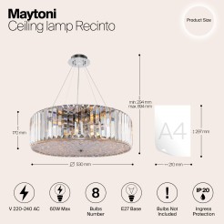 MAYTONI Lampa sufitowa Recinto 60W E27 MOD080CL-08CH