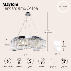 MAYTONI Lampa wisząca Colline 40W G9 MOD083PL-09CH