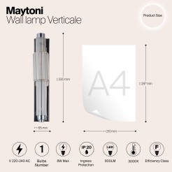 MAYTONI Lampa ścienna (kinkiet) Verticale 8W LED 800lm 3000K 80 CRI  MOD308WL-L9CG3K