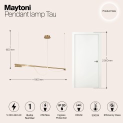 MAYTONI Lampa wisząca Tau 21W LED 910lm 3000K 80 CRI  MOD166PL-L20G3K