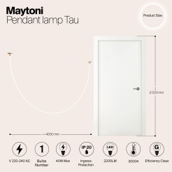 MAYTONI Lampa wisząca Tau 40W LED 2200lm 3000K 80 CRI  MOD146PL-L40G3K