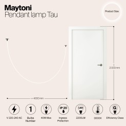 MAYTONI Lampa wisząca Tau 40W LED 2200lm 3000K 80 CRI  MOD146PL-L40B3K
