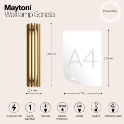 MAYTONI Lampa ścienna (kinkiet) Sonata 12W LED 330lm 3000K 80 CRI  MOD410WL-L12BS3K