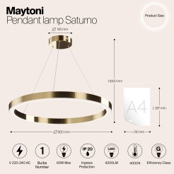 MAYTONI Lampa wisząca Saturno 60W LED 4200lm 4000K 80 CRI  MOD415PL-L60BS4K