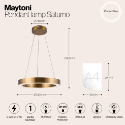 MAYTONI Lampa wisząca Saturno 36W LED 2500lm 4000K 80 CRI  MOD415PL-L36BS4K