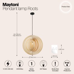 MAYTONI Lampa wisząca Roots 40W E27 MOD197PL-01W2
