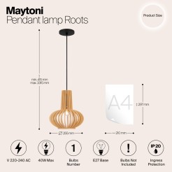 MAYTONI Lampa wisząca Roots 40W E27 MOD193PL-01W