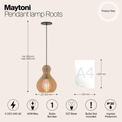 MAYTONI Lampa wisząca Roots 40W E27 MOD192PL-01W