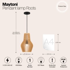 MAYTONI Lampa wisząca Roots 40W E27 MOD191PL-01W