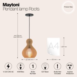 MAYTONI Lampa wisząca Roots 40W E27 MOD192PL-01W1