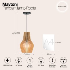 MAYTONI Lampa wisząca Roots 40W E27 MOD191PL-01W1
