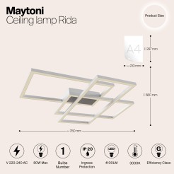 MAYTONI Lampa sufitowa Rida 80W LED 4100lm 3000K 80 CRI  MOD015CL-L80W