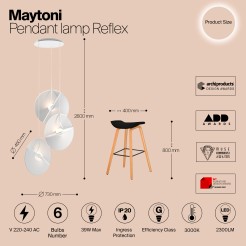 MAYTONI Lampa wisząca Reflex 39W LED 2300lm 3000K 85 CRI  MOD154PL-L6W3K1