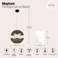 MAYTONI Lampa wisząca Rebel 6W LED 500lm 3000K 80 CRI  MOD322PL-L6G3K