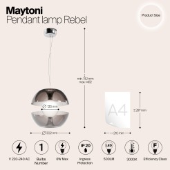 MAYTONI Lampa wisząca Rebel 6W LED 500lm 3000K 80 CRI  MOD322PL-L6B3K