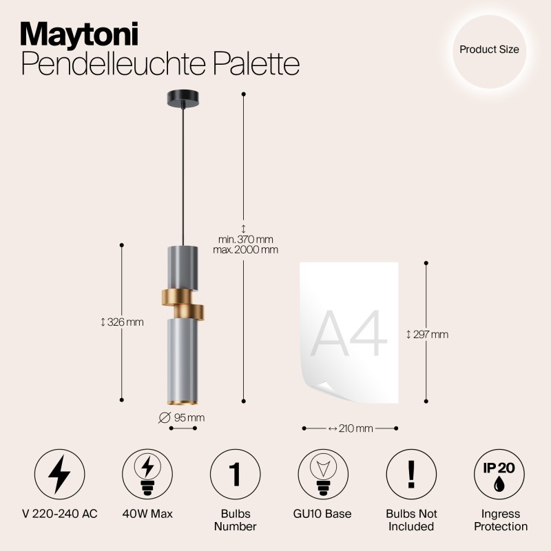 MAYTONI Lampa wisząca Palette 40W GU10 MOD303PL-01CFL2