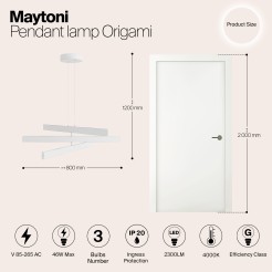 MAYTONI Lampa wisząca Origami 46W LED 2300lm 4000K 80 CRI  MOD163PL-L38W4K1