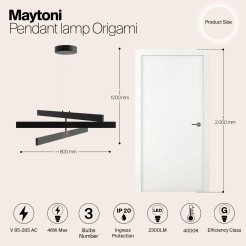 MAYTONI Lampa wisząca Origami 46W LED 2300lm 4000K 80 CRI  MOD163PL-L38B4K1