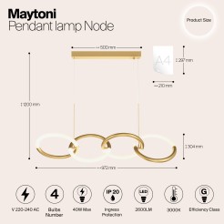 MAYTONI Lampa wisząca Node 40W LED 2600lm 3000K 90 CRI  MOD165PL-L40G3K