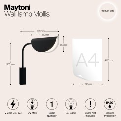 MAYTONI Lampa ścienna (kinkiet) Mollis 7W G9 MOD126WL-01B