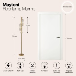 MAYTONI Lampa podłogowa Marmo 40W G9 MOD099FL-02G