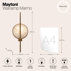 MAYTONI Lampa ścienna (kinkiet) Marmo 40W E14 MOD099WL-01G
